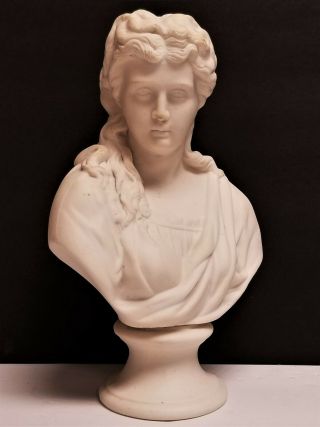 Antique C.  1875 Signed Robert Cooke Parian Ware Statue/ Bust Of Woman Rc 222