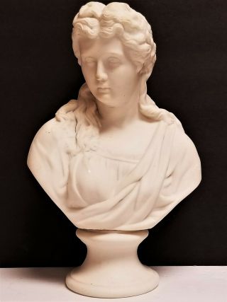 Antique c.  1875 Signed Robert Cooke Parian Ware Statue/ Bust of Woman RC 222 2