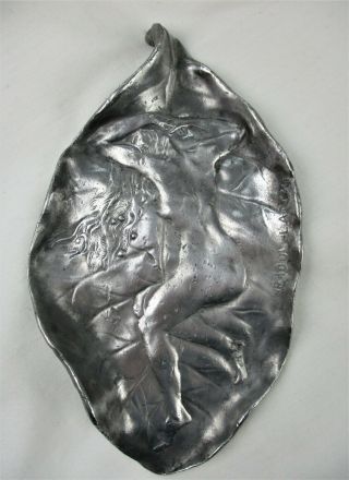 Antique,  Art Nouveau,  Pewter Figural Nude,  Tray,  Stunning Piece
