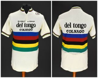 Vintage 1983 Del Tongo Colnago Parentini Cycling Jersey Wool Team 80s Size 5 / L