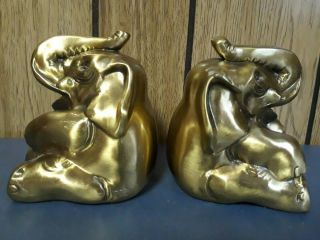 Pm Craftsman Cast Metal Sitting Elephant Bookends Book Ends 5 "