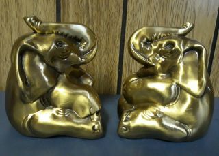 PM Craftsman Cast Metal Sitting Elephant Bookends Book Ends 5 