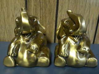 PM Craftsman Cast Metal Sitting Elephant Bookends Book Ends 5 