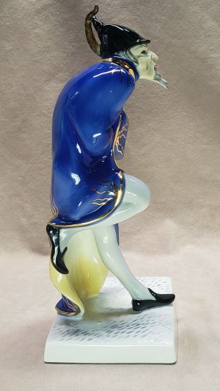 Karl Ens Volkstedt Porcelain Mephisto Devil Figurine Rare Blue W/ Gold Flames