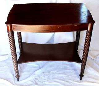 Vintage Mahogany French Barley Twist Two - Tier Turtle - Top Table