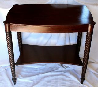 Vintage Mahogany French Barley Twist Two - Tier Turtle - Top Table 3
