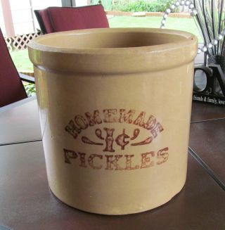 Antique Rrp Roseville 2 Gallon Stoneware Pottery Crock Homemade 1 Cent Pickles