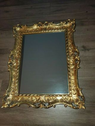 Vintage Mcm Homco Hollywood Regency Large Ornate Gold Frame Wall Mirror Decor