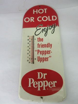 Vintage Advertsing Dr Pepper Tombstone Shape Soda Store Tin Thermometer 803 - Q