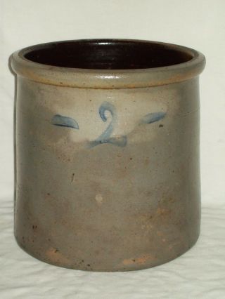 " Antique " 2 Bee Sting ? Stoneware Crock Salt Glazed Pottery Red Wing ?
