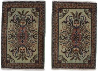 Pair Hand Knotted Floral Design 2x3 Vintage Entryway Rug Oriental Home Carpet
