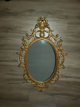 Burwood 4249 Hollywood Regency Gold Gilt Floral Oval Large Ornate Wall Mirror