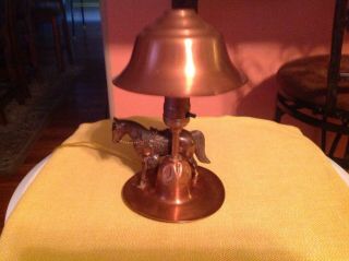 Antique Hammered Copper Western Table Lamp,  Horse Figure 2