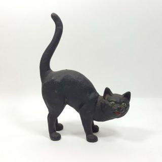 Antique Hubley? Black Cat Cast Iron Doorstop Halloween Arched Back Vintage
