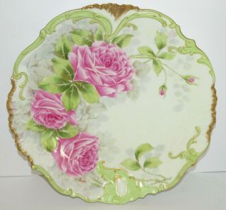 T&V LIMOGES Hand Painted CHARGER PLATE ROSES 12 