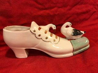 VERY RARE 1911 Antique German Shoe Figurine Ceramic w Ducks 3544 3