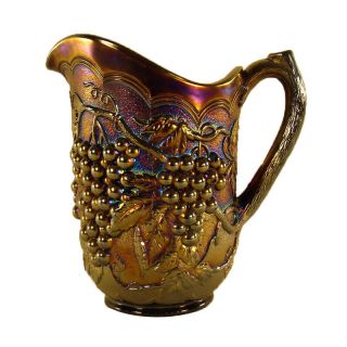 Carnival Glass Pitcher With Grape And Cable Pattern