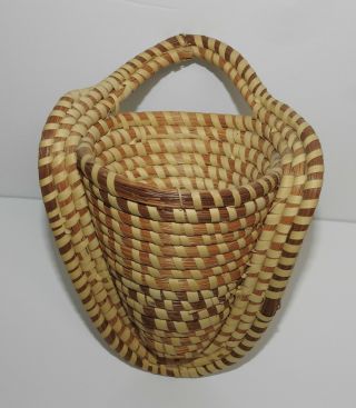Sweet Grass Gullah Wall Pocket Basket Charleston South Carolina Vintage 10 " High