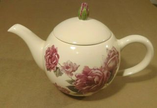 Off White Porcelain Teapot With Pink Floral Design Teleflora Gift 2008