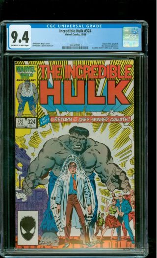 Incredible Hulk 324 Cgc 9.  4 Nm Return Of The Grey Hulk Doc Samson App Marvel