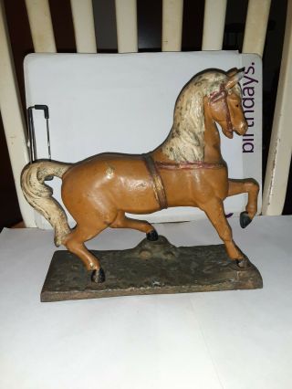 Antique Cast Iron Doorstop/ Bookend Horse Rare