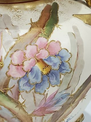 Antique ROYAL BONN Franz Mehlem CACTUS FLOWER Porcelain Vase - Germany - 9 