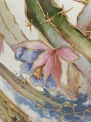 Antique ROYAL BONN Franz Mehlem CACTUS FLOWER Porcelain Vase - Germany - 9 