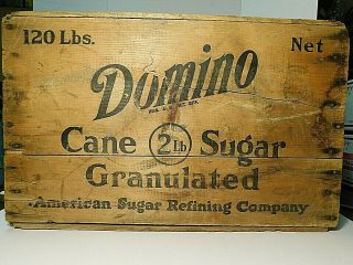 Antique Domino Cane Sugar Wood Crate Advertisement Awesome Graphics