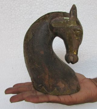 Vintage Old Hand Carved Unique Shape Wooden Horse Head Bust Collectible