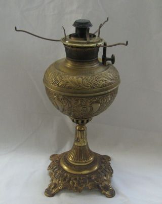 Antique Bradley & Hubbard Banquet Brass Lamp Oil Kerosene B & H