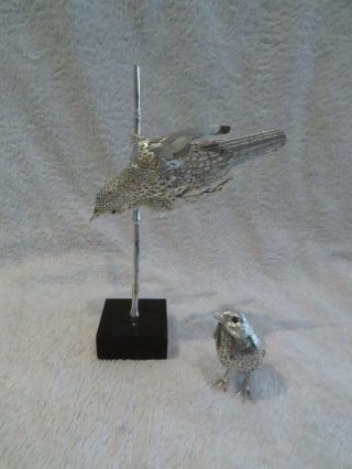 Vintage French Silver - Plate Christofle Pierced 2 Birds Figurines