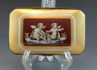 Antique French Limoges Porcelain Dresser Jewelry Box W/ Cherubs & Gilt Gold