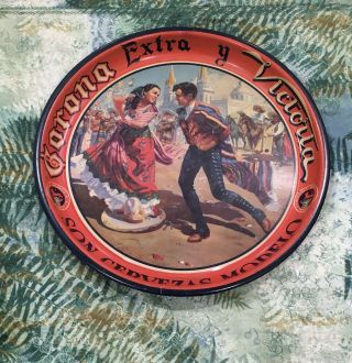Vintage Corona Extra Y Victoria Mayan Theme Modelo Mexico Beer Tip Tray