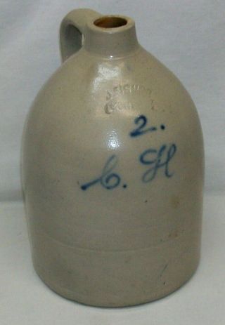 Antique Large " J.  Fisher Lyons Ny " Stoneware Jug (14 " Tall) In Cond.