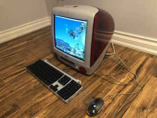 Vintage Imac G3 Ruby Red Computer W/ Mouse & Keyboard