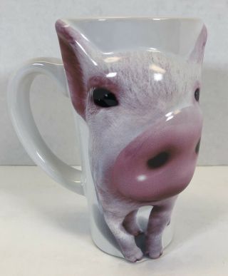 3d Funny Face Pink Pig Coffee Mug 12 Oz Wake Up & Smell The Coffee 2001 Euc