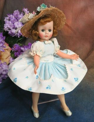 Vintage 1950s Madame Alexander Cissette Doll Tagged Blue Pocket Dress Hat Shoes
