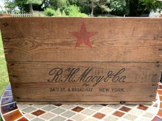 Vintage Antique Rh Macy & Co Macy’s York Wood Container Box Crate