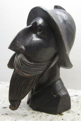 Vint Wood Carved Don Quixote Head Bust Figurine - Spanish? Good Quality