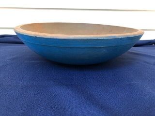 Antique Blue Paint Turned Wood Wooden Dough Farm Bowl 12 - 13 " Eastern Pa