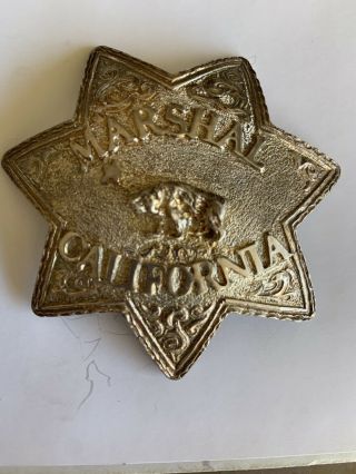 Rare Vintage Antique California Marshal Sterling Silver Badge Star