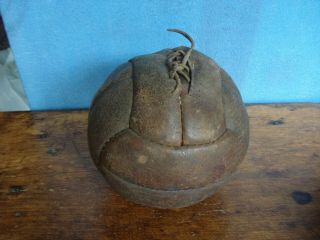 Vintage Brown Leather Soccer Ball,  True Antique,  Size 5 (12 Panel) Display