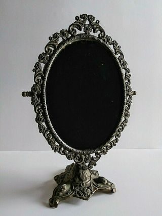 Antique Vintage Victorian Style Ornate Brass Oval Vanity Mirror Home Decor