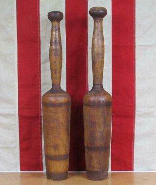 Vintage Antique Wood Indian Club Antique Exercise Pins 17 " Gym Decor Early 1900s