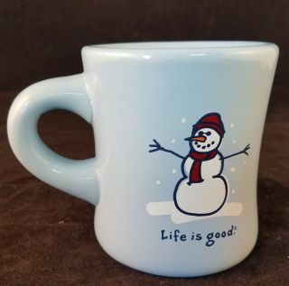 Life Is Good Snowman Light Blue Heavy Style Diner Mug Do What You Like