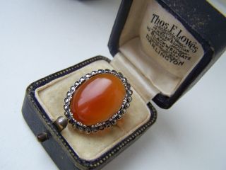 Gorgeous Vintage Sterling Silver Carnelian & Marcasite Ring Very Rare Size N