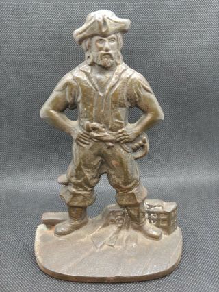 Vintage Antique Pirate Solid Brass Bookend Cast Iron Metal Figural Bookend Set