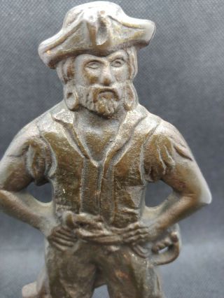 Vintage Antique Pirate Solid Brass Bookend Cast Iron Metal Figural Bookend Set 2