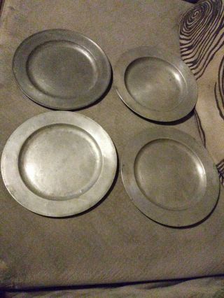 4 Early English Georgian Pewter Plates 17th 18th Century Touch Hallmarks England