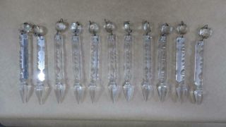 Set Of 11 Antique,  Vintage Lustre Vase Crystal Spears,  Prisms,  6 " Overall